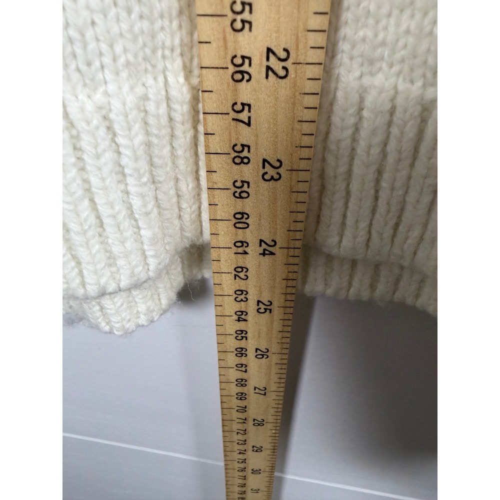 Lands End Fair Isle Turtleneck Sweater Ivory Blue Cotton Blend L 14-16 Nordic - Picture 9 of 10